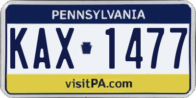 PA license plate KAX1477