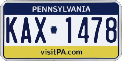 PA license plate KAX1478