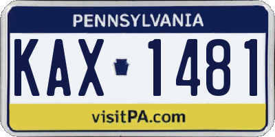 PA license plate KAX1481
