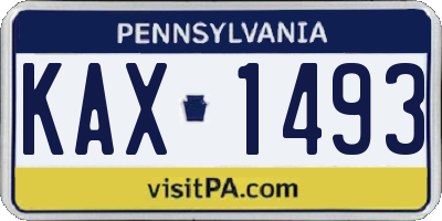 PA license plate KAX1493