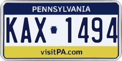 PA license plate KAX1494