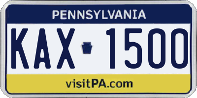 PA license plate KAX1500