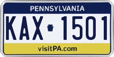 PA license plate KAX1501