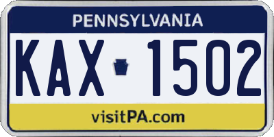 PA license plate KAX1502