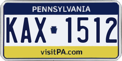PA license plate KAX1512