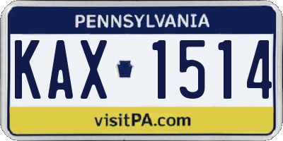 PA license plate KAX1514