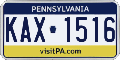 PA license plate KAX1516