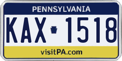 PA license plate KAX1518