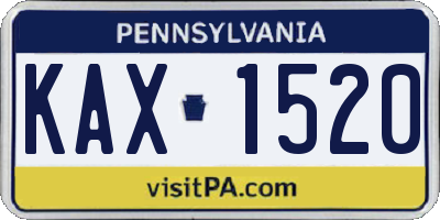 PA license plate KAX1520