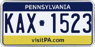 PA license plate KAX1523