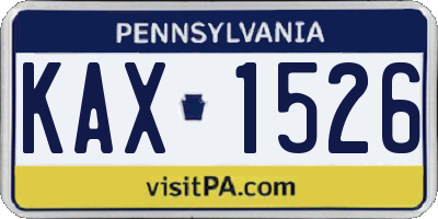 PA license plate KAX1526