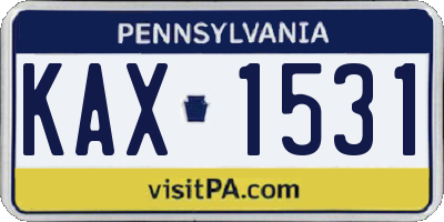 PA license plate KAX1531