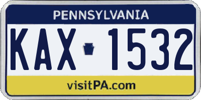 PA license plate KAX1532