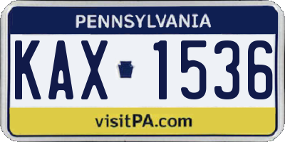PA license plate KAX1536