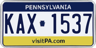 PA license plate KAX1537
