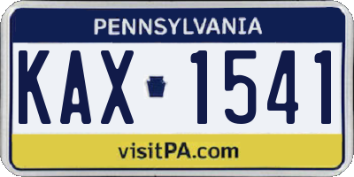 PA license plate KAX1541