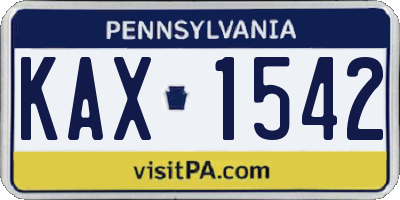 PA license plate KAX1542