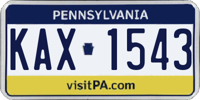 PA license plate KAX1543