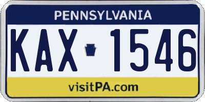 PA license plate KAX1546