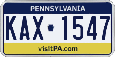 PA license plate KAX1547