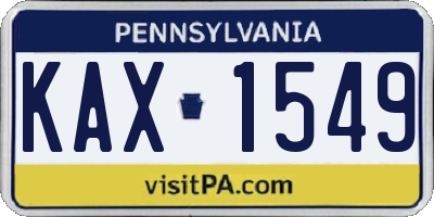 PA license plate KAX1549
