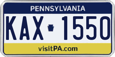PA license plate KAX1550