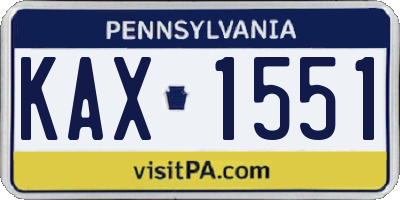 PA license plate KAX1551