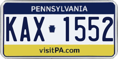 PA license plate KAX1552