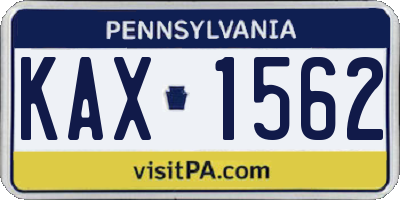 PA license plate KAX1562