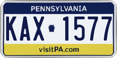 PA license plate KAX1577