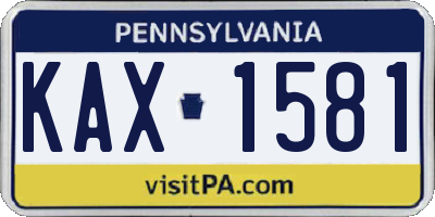 PA license plate KAX1581