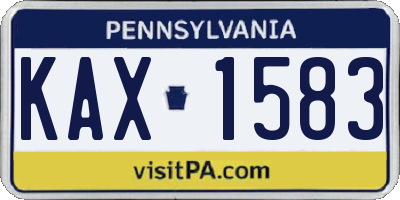 PA license plate KAX1583