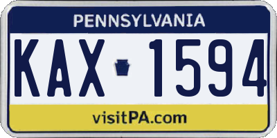 PA license plate KAX1594