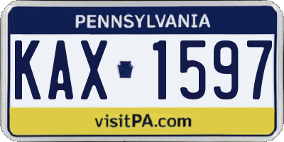 PA license plate KAX1597