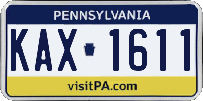 PA license plate KAX1611