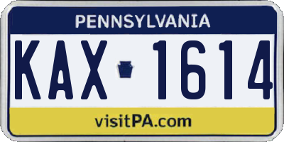PA license plate KAX1614