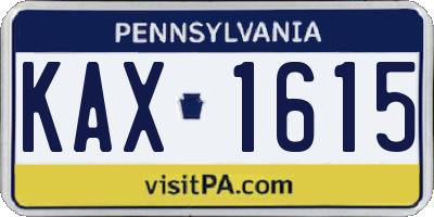 PA license plate KAX1615