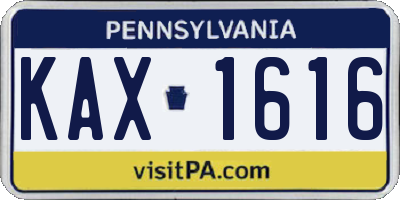 PA license plate KAX1616