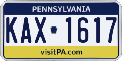 PA license plate KAX1617