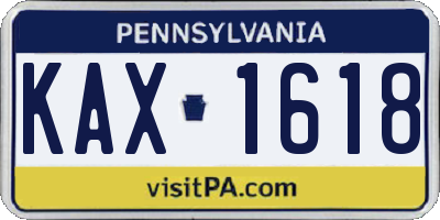 PA license plate KAX1618