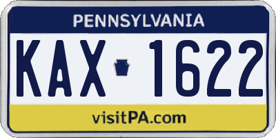 PA license plate KAX1622