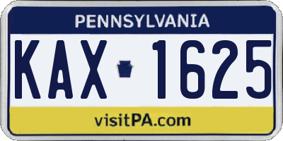 PA license plate KAX1625