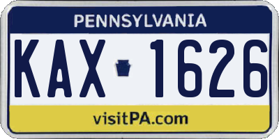 PA license plate KAX1626