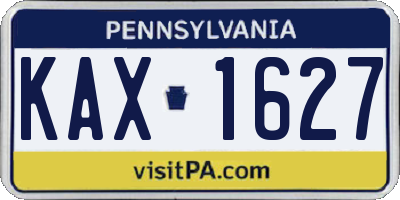 PA license plate KAX1627