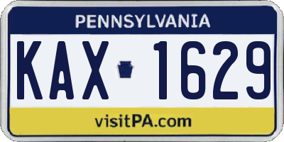 PA license plate KAX1629