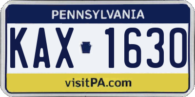 PA license plate KAX1630