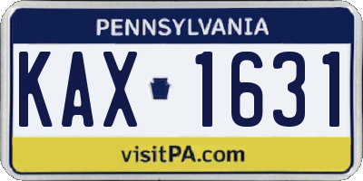PA license plate KAX1631