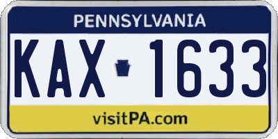 PA license plate KAX1633