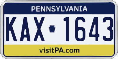 PA license plate KAX1643