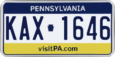 PA license plate KAX1646